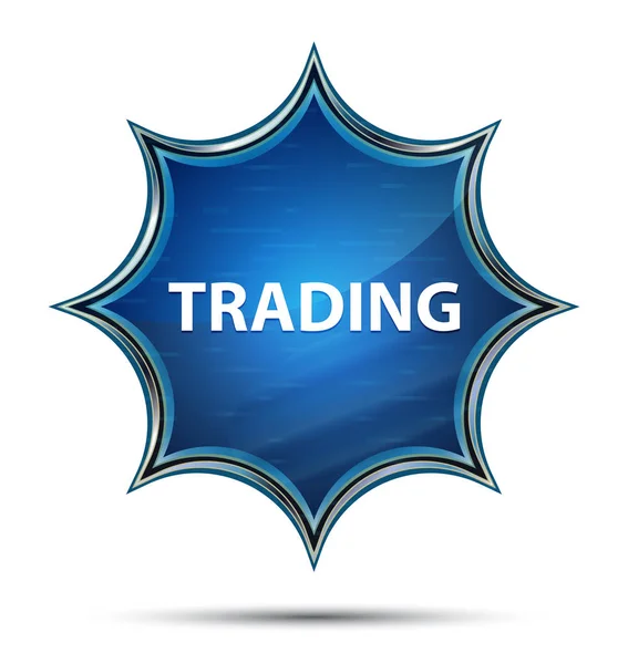 Trading magische glazig Sunburst blauwe knop — Stockfoto