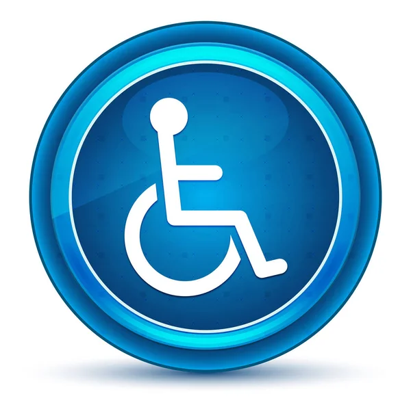 Tombol bundar biru ikon handicap kursi roda — Stok Foto
