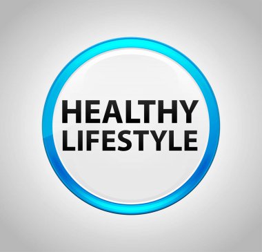 Sağlıklı Yaşam Tarzı Yuvarlak Mavi Buton