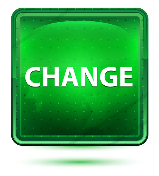 Зелёная кнопка "Change Neon Light Square" — стоковое фото