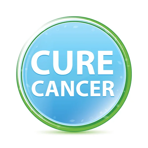 Cure Cancer Natural Aqua Cyan Blue Круглая кнопка — стоковое фото