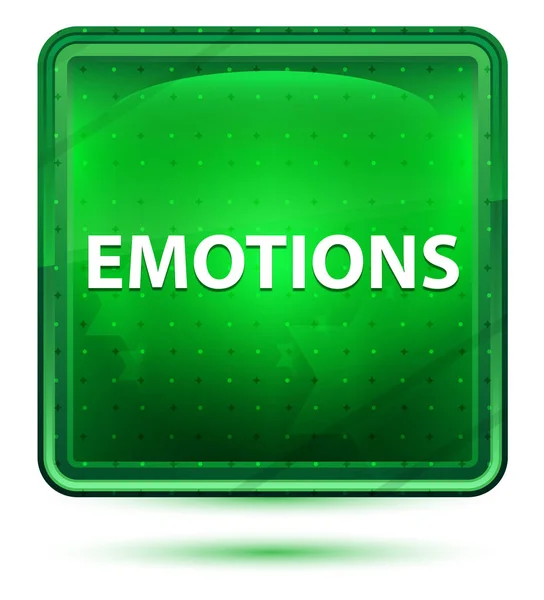 Emociones Neón Luz Verde Botón Cuadrado — Foto de Stock