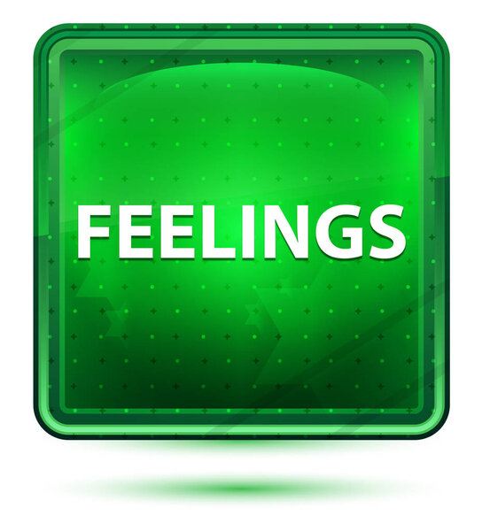 Feelings Neon Light Green Square Button