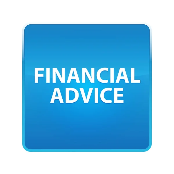 Οικονομική συμβουλή λαμπερό μπλε τετράγωνο κουμπί — Φωτογραφία Αρχείου