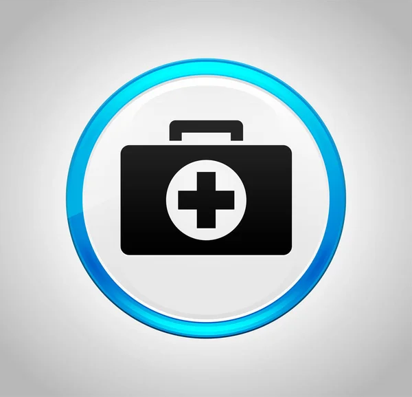Botiquín de primeros auxilios icono ronda pulsador azul —  Fotos de Stock
