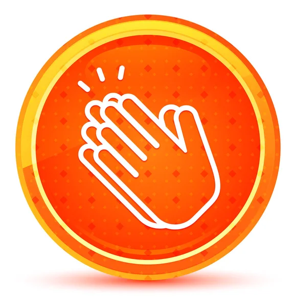 Hands clap icon natural orange round button — Stock Photo, Image