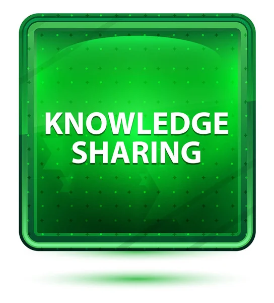 Knowledge Sharing Neon Light Green Square Button