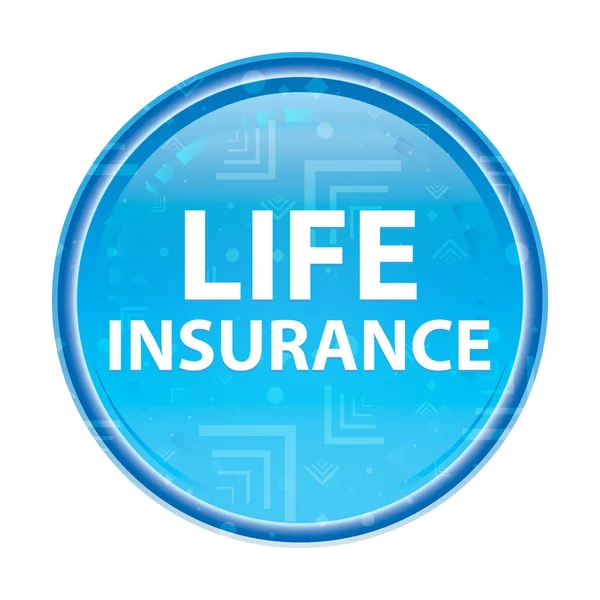 生命保険フローラルブルー丸いボタン — ストック写真
