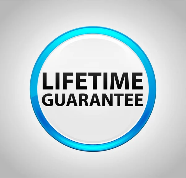 Кнопка Lifetime Guarantee Round Blue Push — стоковое фото