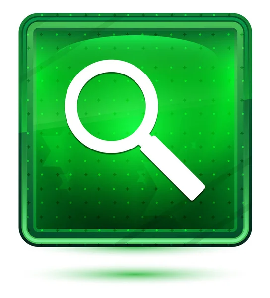 Чарівна скляна іконка неонова світло-зелена квадратна кнопка — стокове фото