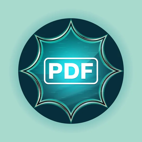 PDF pictogram magische glazig Sunburst blauwe knop hemelsblauw achtergrond — Stockfoto