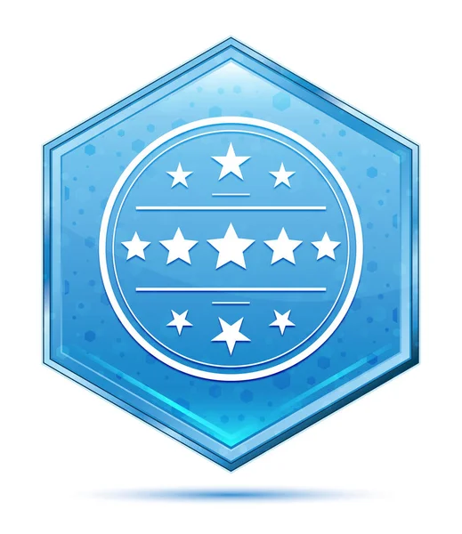 Premie badge pictogram Crystal blauwe zeshoek knop — Stockfoto