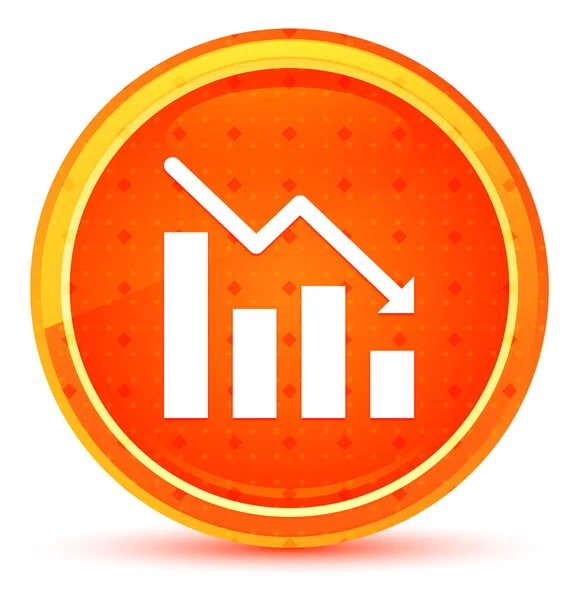 Pictogram statistisch omlaag natuurlijke oranje ronde knop — Stockfoto