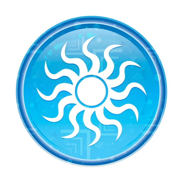 Sun icon floral blue round button