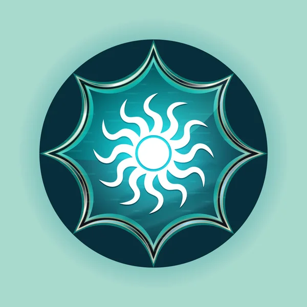 Icono del sol mágico vidrio sunburst azul botón cielo azul fondo —  Fotos de Stock