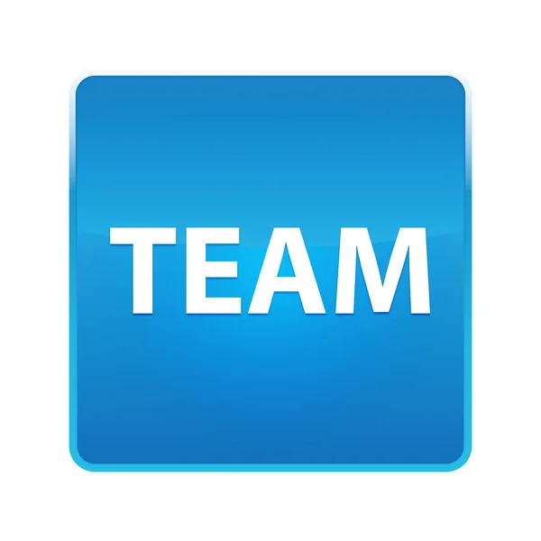 Team glänzend blauer quadratischer Knopf — Stockfoto
