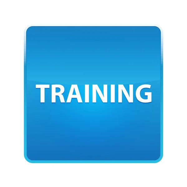 Training shiny blue square button — Stock Photo, Image