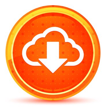 Bulut indirme simgesi doğal turuncu yuvarlak düğme