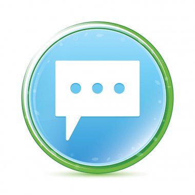 Yorum simgesi doğal su cyan mavi yuvarlak düğme