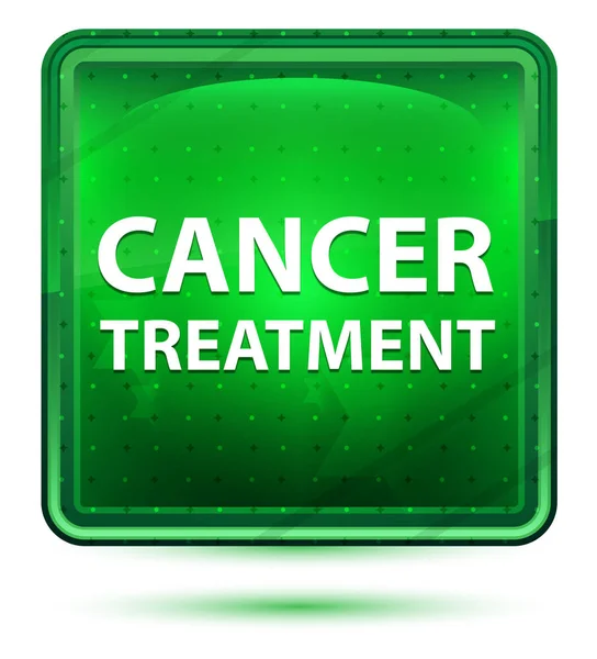 Kankerbehandeling neon licht groene vierkante knop — Stockfoto