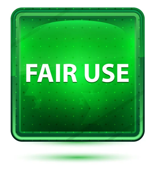 Botón cuadrado verde claro del neón del uso justo —  Fotos de Stock