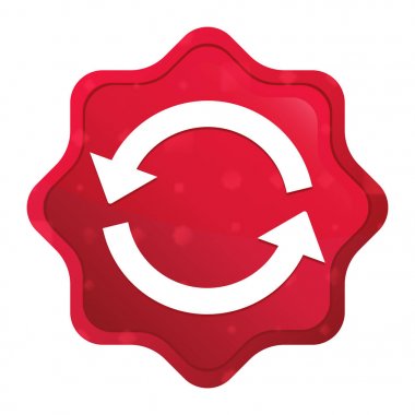 Güncelleme simgesi sisli gül red starburst etiket düğmesi