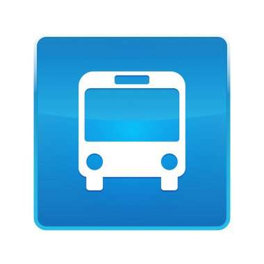 Otobüs kutsal kişilerin resmi parlak mavi kare düğme