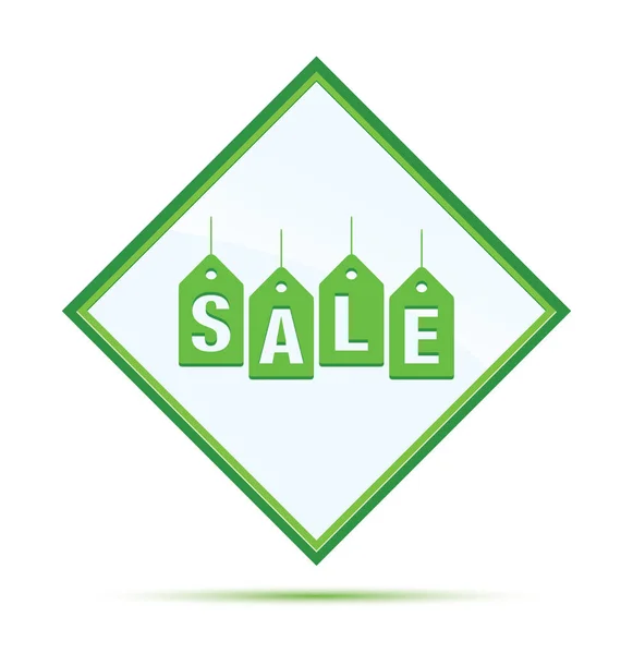 Sale tags label icon modern abstract green diamond button — Stock Photo, Image