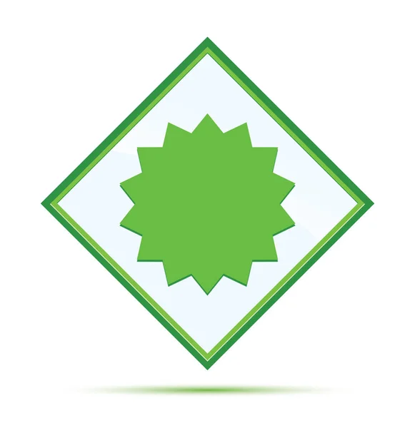Csillag jelvény ikon modern absztrakt zöld gyémánt gomb — Stock Fotó