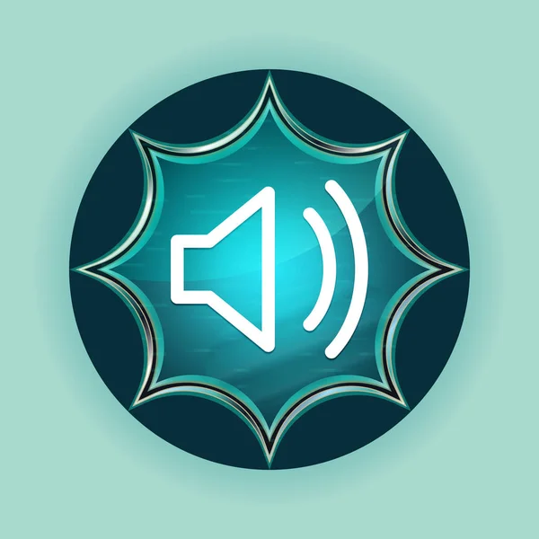 Volume speaker icon magical glassy sunburst blue button sky blue — Stock Photo, Image