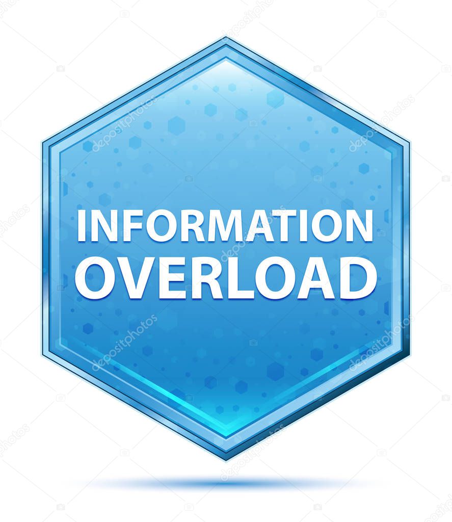 Information Overload crystal blue hexagon button
