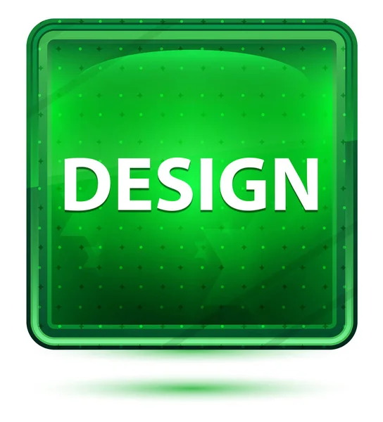 Дизайн неоновий світло зелена квадратна кнопка — стокове фото