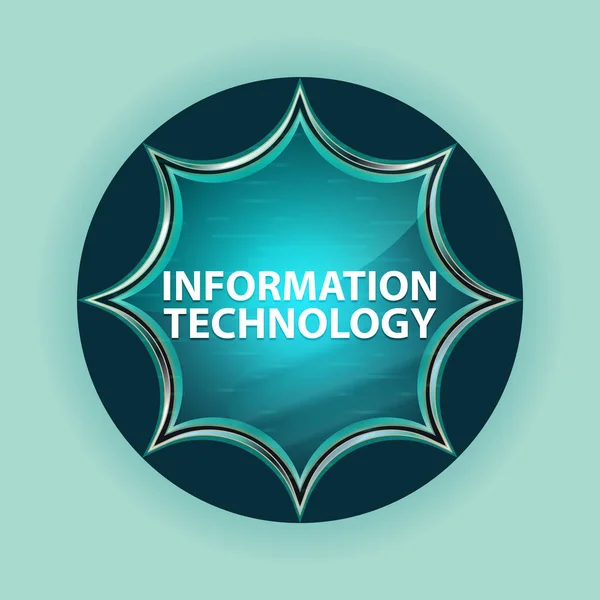 Tecnologia da Informação mágica sunburst vítreo azul botão céu b — Fotografia de Stock