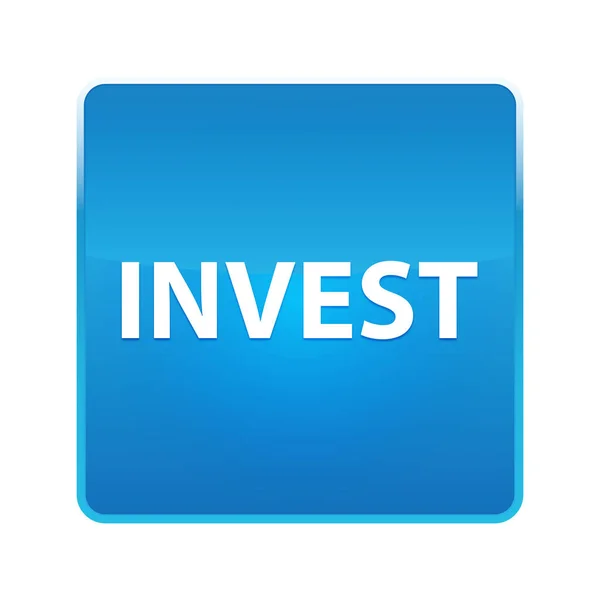 Investir brillant bouton carré bleu — Photo