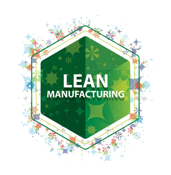 Lean Manufacturing floral plants pattern green hexagon button