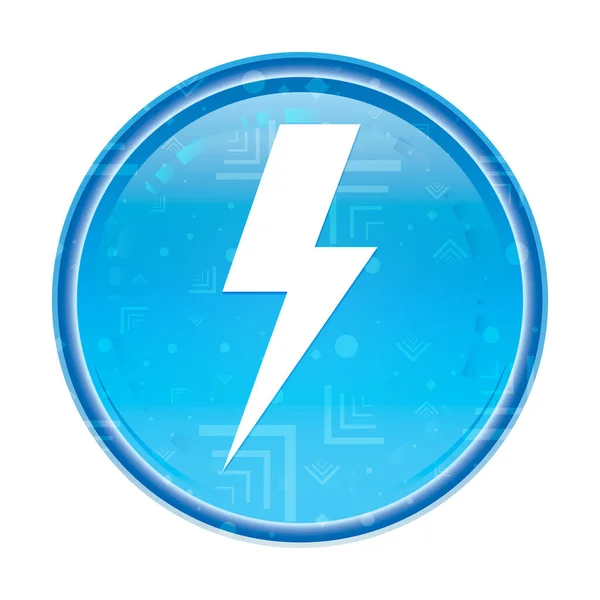 Fulmine icona floreale blu pulsante rotondo — Foto Stock