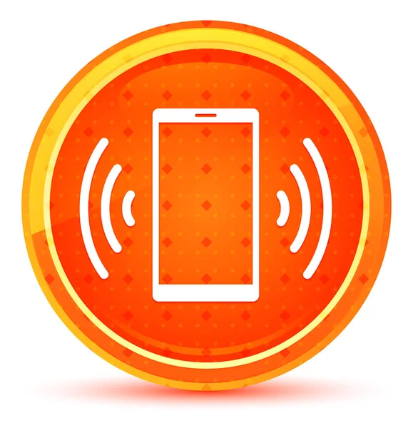 Smartphone network signal icon natural orange round button