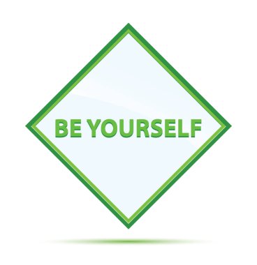 Be Yourself modern soyut yeşil elmas düğmesi