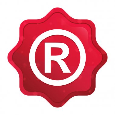 Kayıtlı sembol simgesi puslu gül red starburst etiket düğmesi