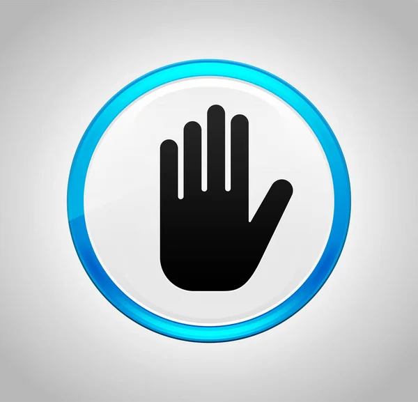 Parar ícone mão redonda botão azul — Fotografia de Stock
