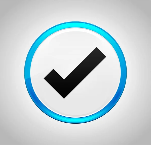 Marque o ícone de marca redonda botão azul — Fotografia de Stock