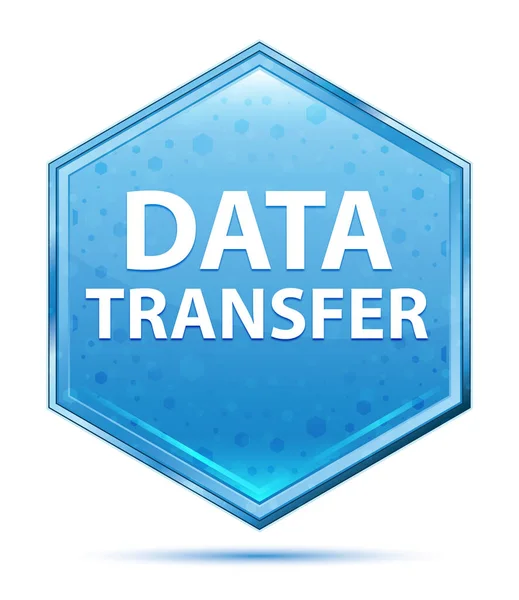 Transfer danych kryształ niebieski przycisk sześciokątny — Zdjęcie stockowe