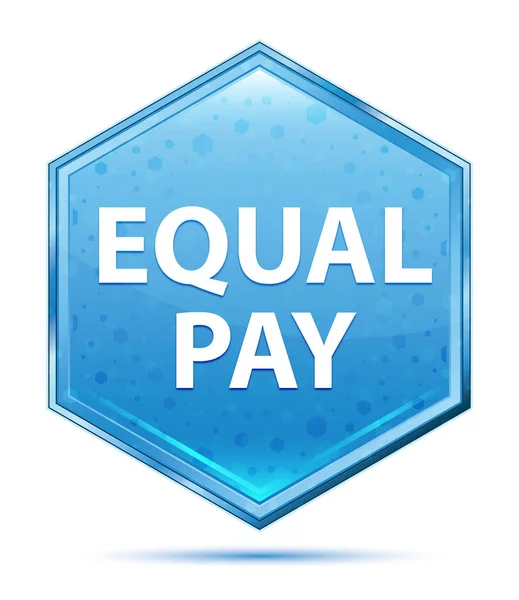 Equal Pay crystal blue hexagon button