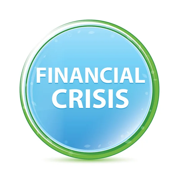 Pénzügyi válság természetes Aqua cián kék kerek gomb — Stock Fotó