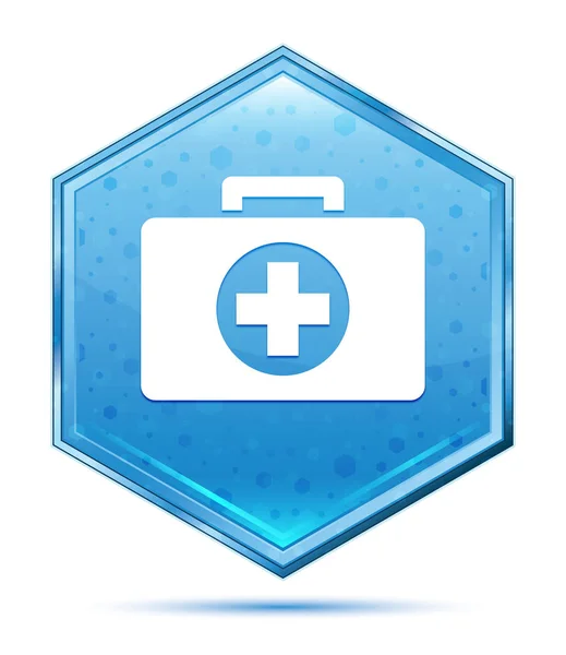 First aid kit icon crystal blue hexagon button — Stock Photo, Image