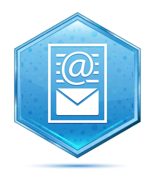 Εικονίδιο σελίδας εγγράφου ενημερωτικού δελτίου κρυστάλλινο μπλε κουμπί εξάγωνο — Φωτογραφία Αρχείου