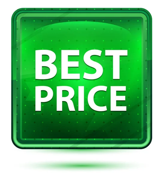 Botón cuadrado verde claro del neón del mejor precio —  Fotos de Stock
