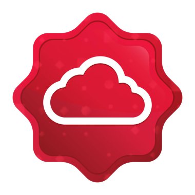 Bulut simgesi sisli gül red starburst etiket düğmesi