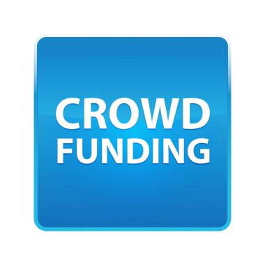 Crowd Funding parlak mavi kare düğmesi
