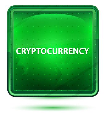 Cryptocurrency Neon Açık Yeşil Kare Düğmesi